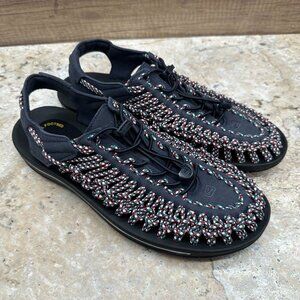 Keen Uneek Water Sandals Mens Size US 10 EU 43 Navy Braided Bungee Cord Shoes